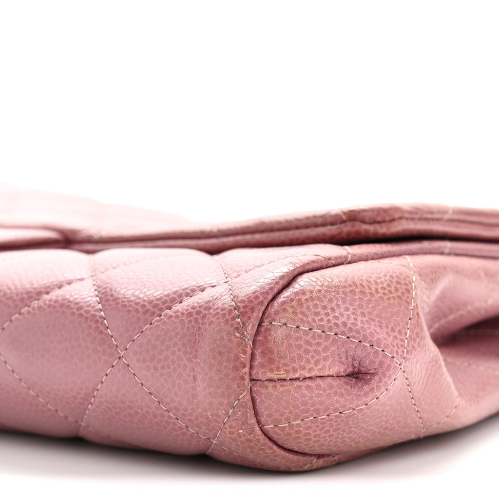 Chanel Caviar Quilted Clutch With Chain Flap Purple