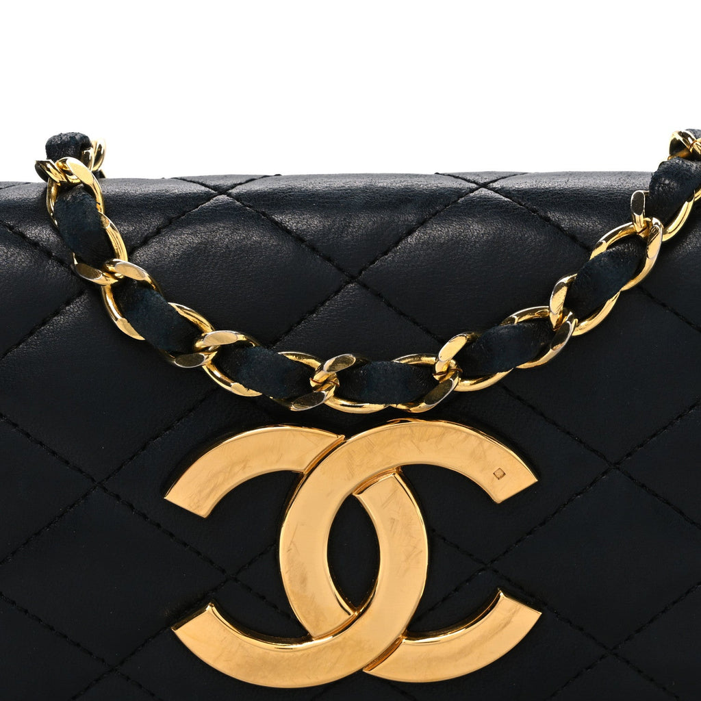 Chanel Lambskin Quilted Jumbo CC Small Single Flap Black