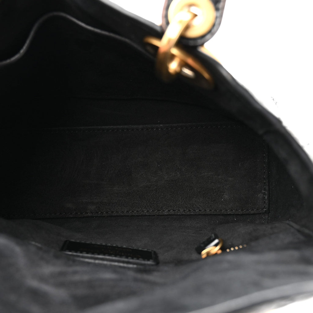 Christian Dior Crinkled Patent Cannage Small Lucky Badges My Lady Dior Black