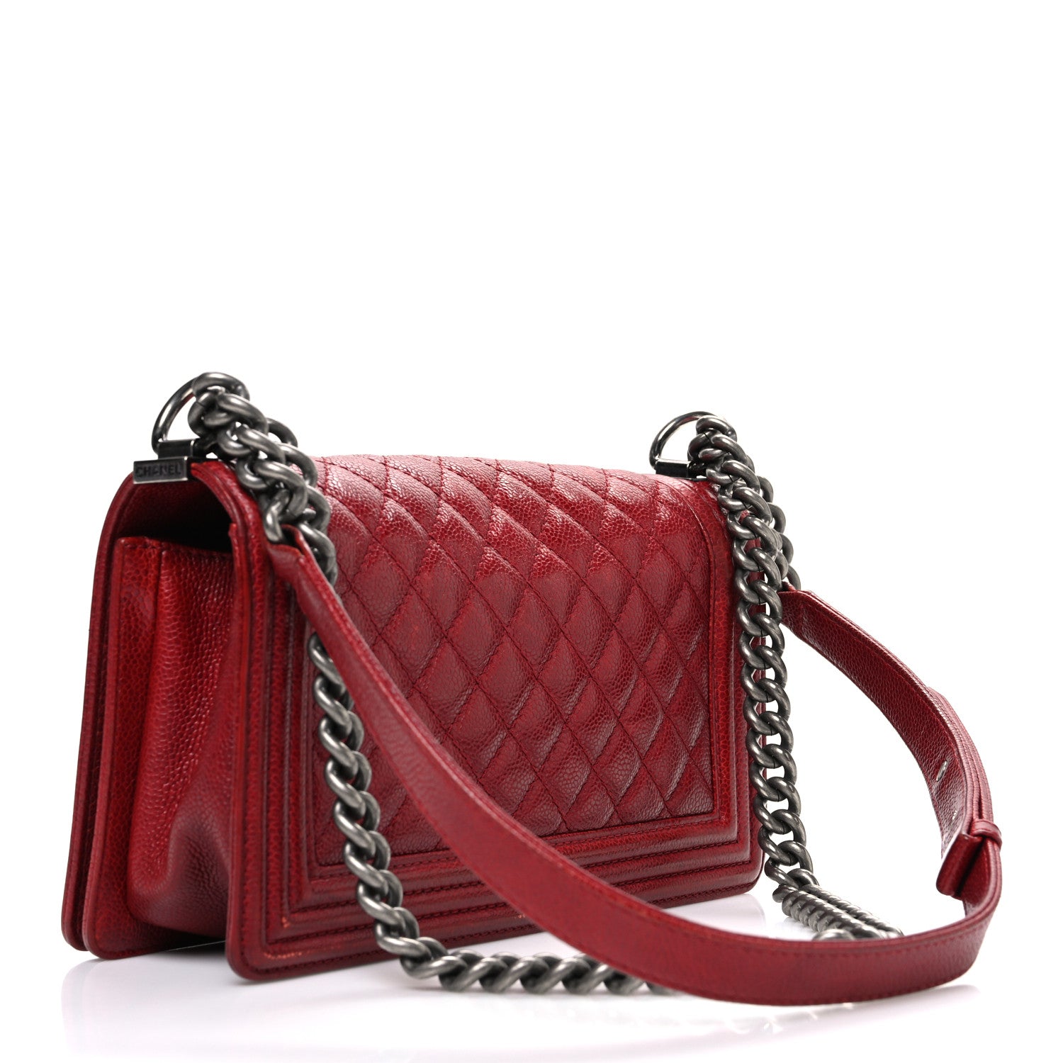 Chanel Caviar Quilted Medium Boy Flap Dark Red