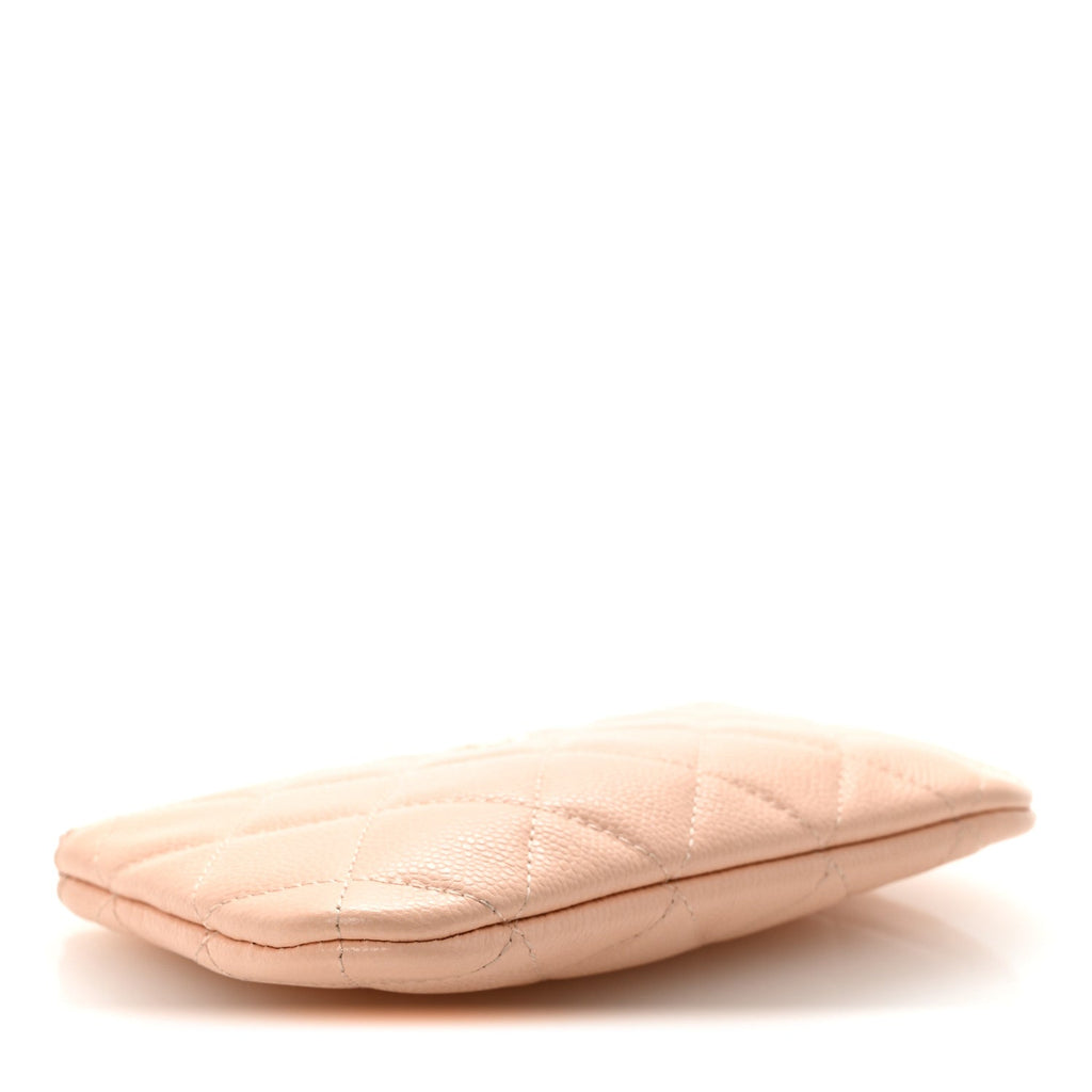 Caviar Quilted Small Cosmetic Case Beige
