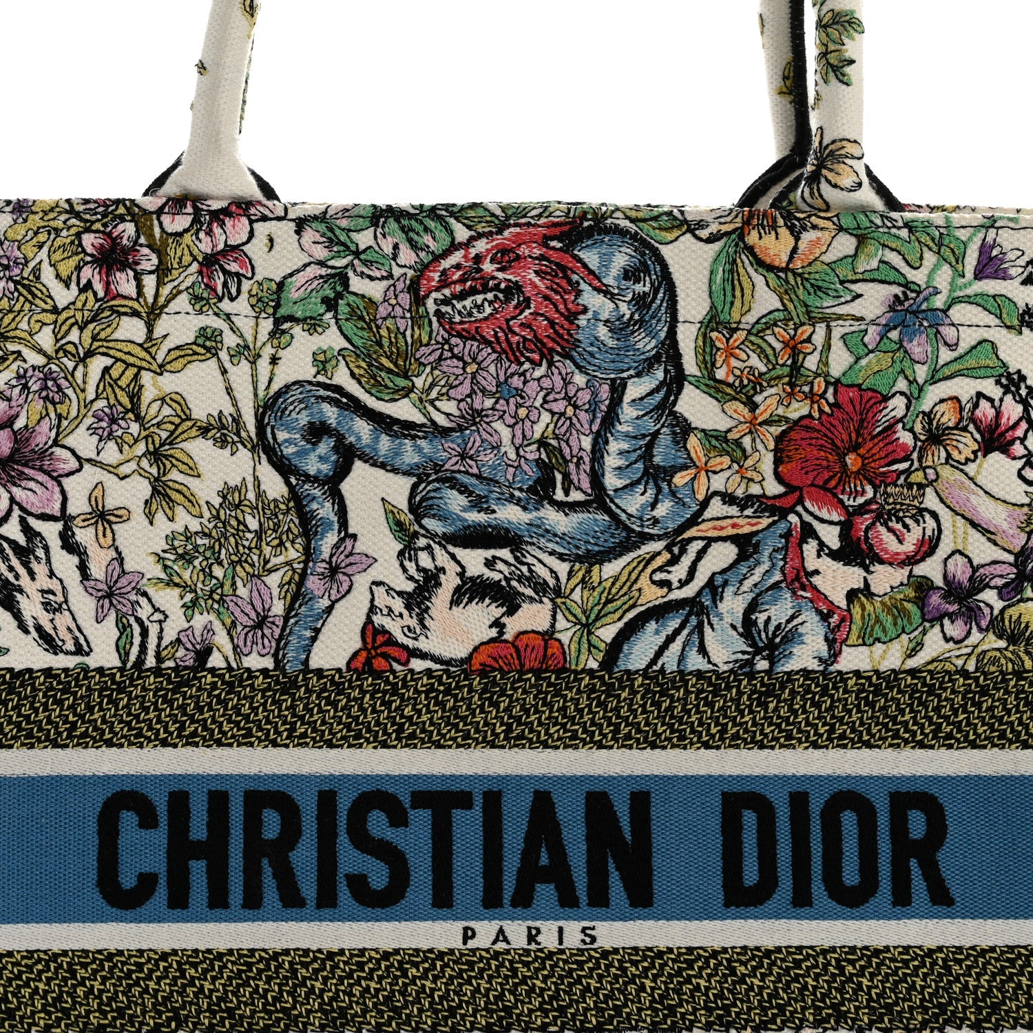 Christian Dior Canvas Embroidered Large D-Constellation Book Tote Latte Multicolor