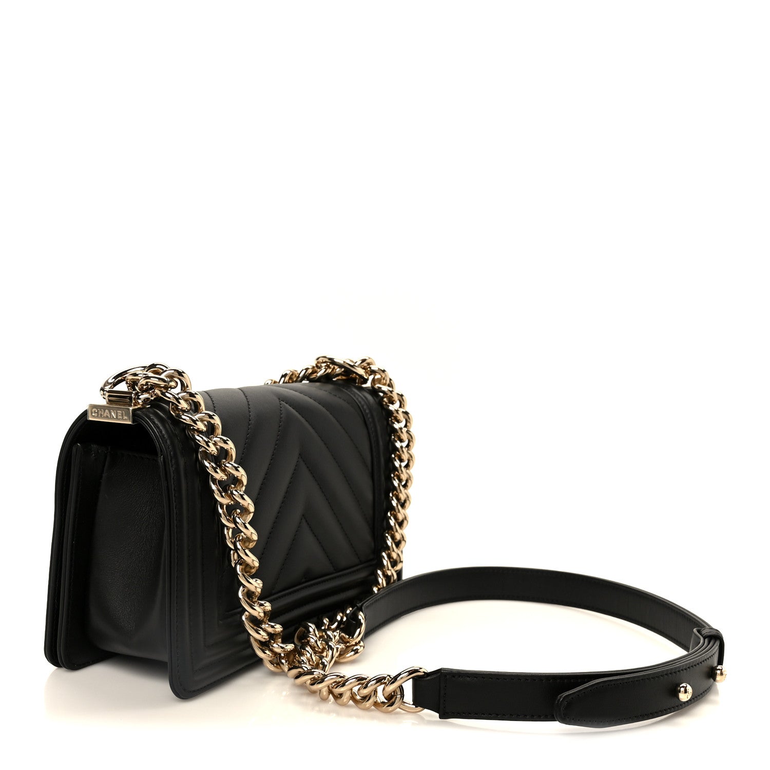 Chanel Lambskin Chevron Quilted Small Boy Flap Black