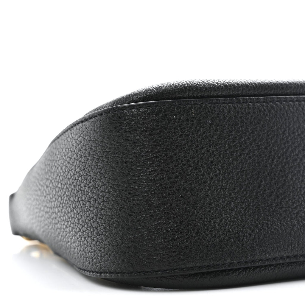 Prada Vitello Daino Soft Zippered Hobo Shoulder Bag Black