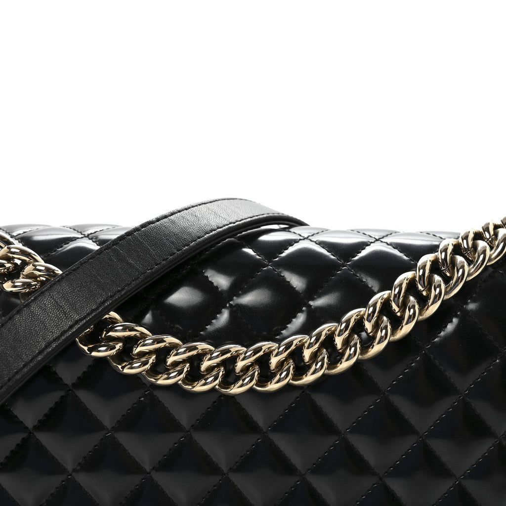 Chanel Iridescent Glazed Calfskin Quilted New Medium Boy Flap Black
