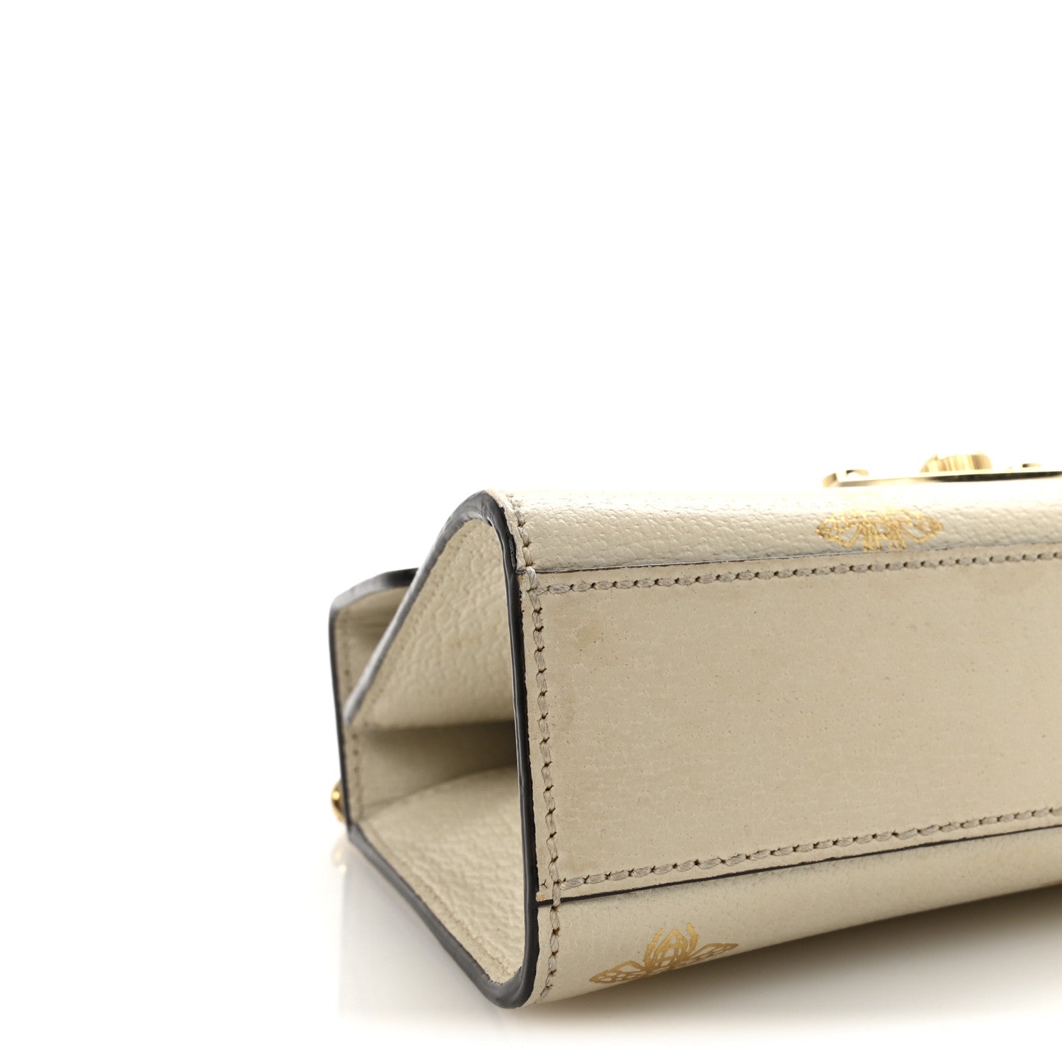 Gucci Grained Calfskin Bee Star Small Padlock Shoulder Bag White