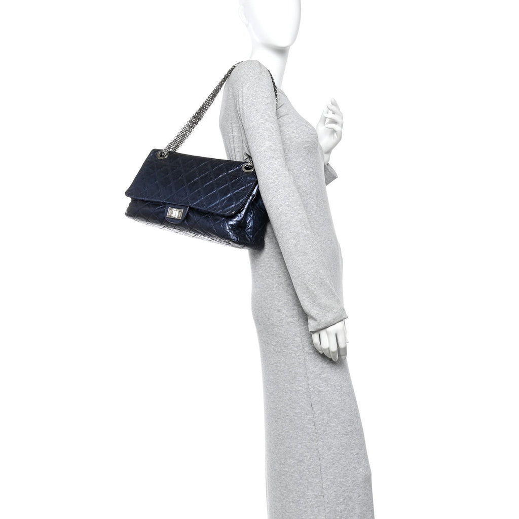 Chanel Metallic Aged Calfskin Quilted 2.55 Reissue 228 Flap Blue
