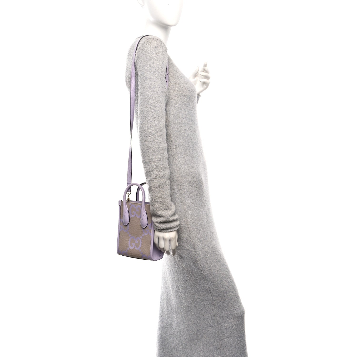 Gucci Monogram Jumbo GG Textured Dollar Calfskin Mini Tote Bag Beige Lapis