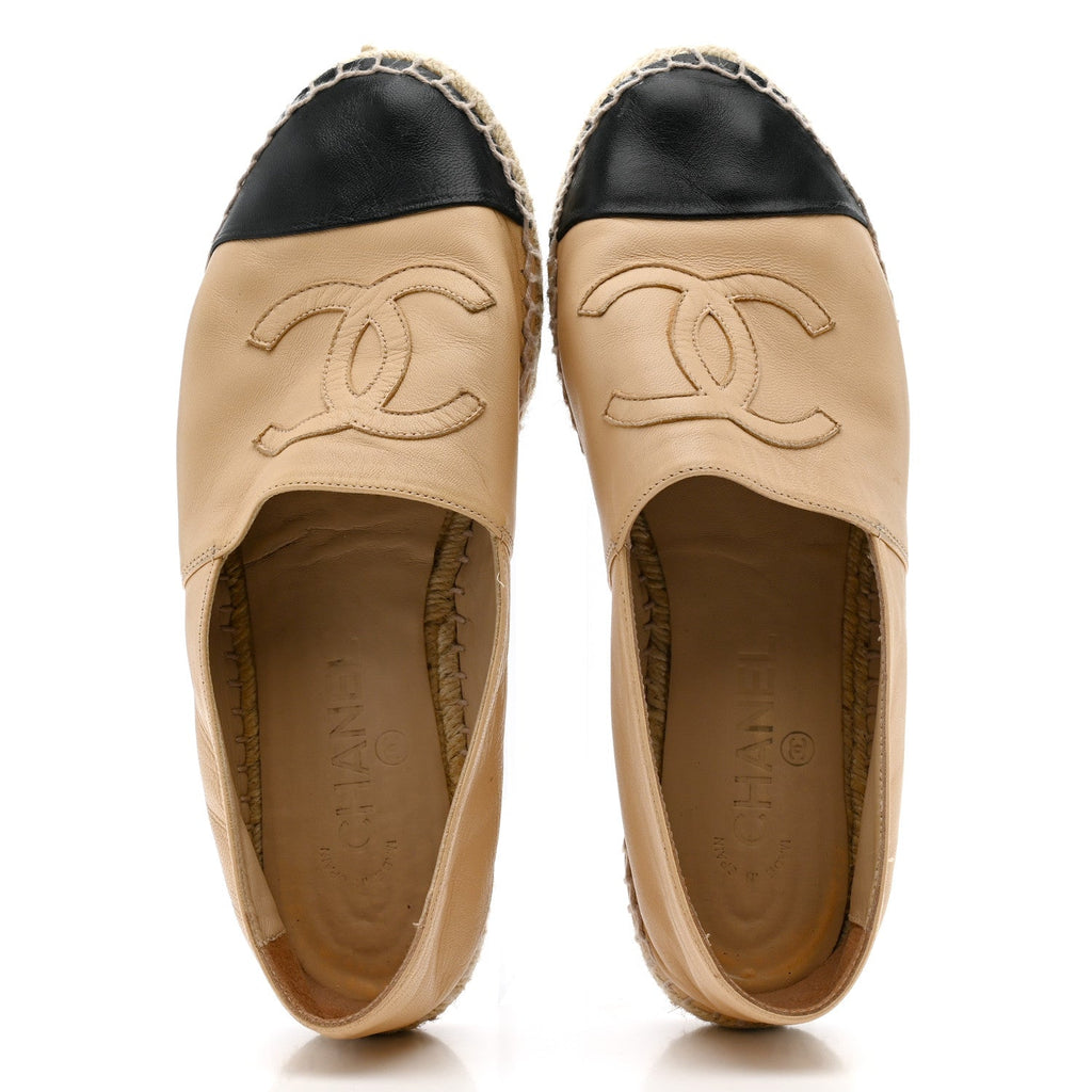 Lambskin CC Espadrilles 39 Beige Black