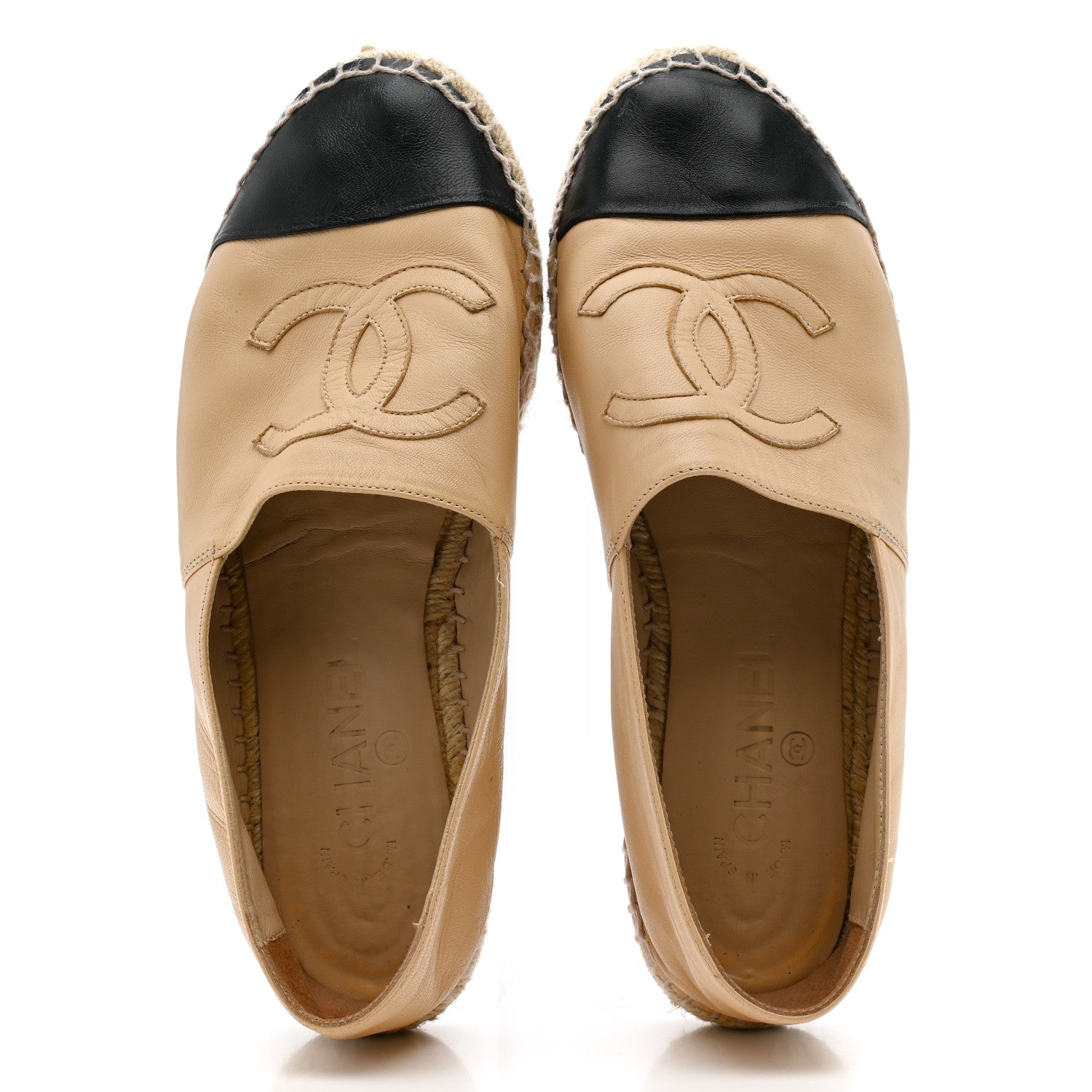 Lambskin CC Espadrilles 39 Beige Black