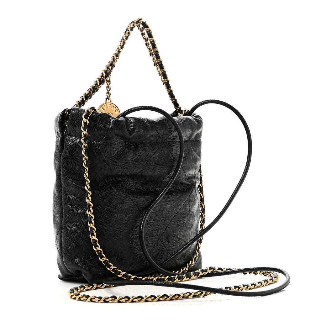 Chanel Shiny Caviar Quilted Monochrome Mini Chanel 22 Black