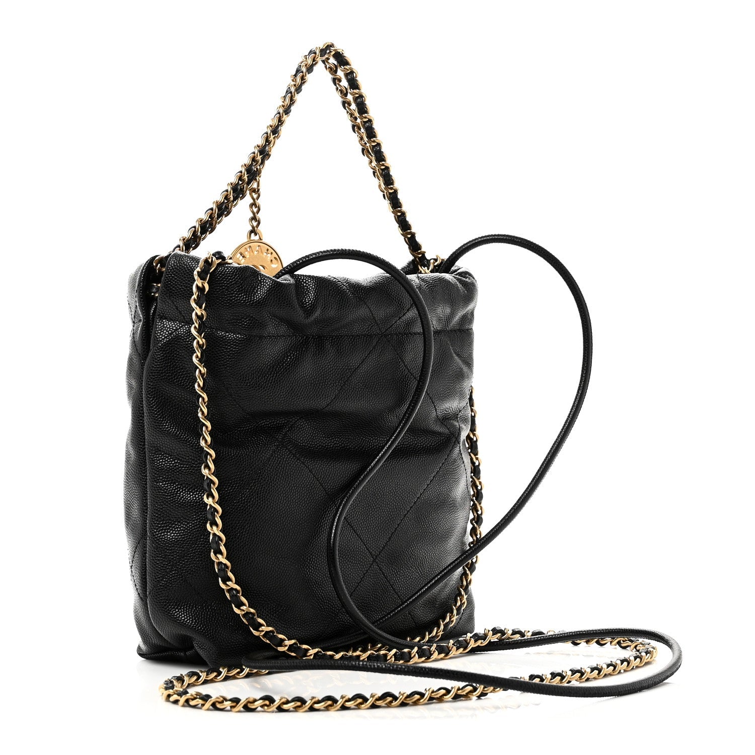 Chanel Shiny Caviar Quilted Monochrome Mini Chanel 22 Black