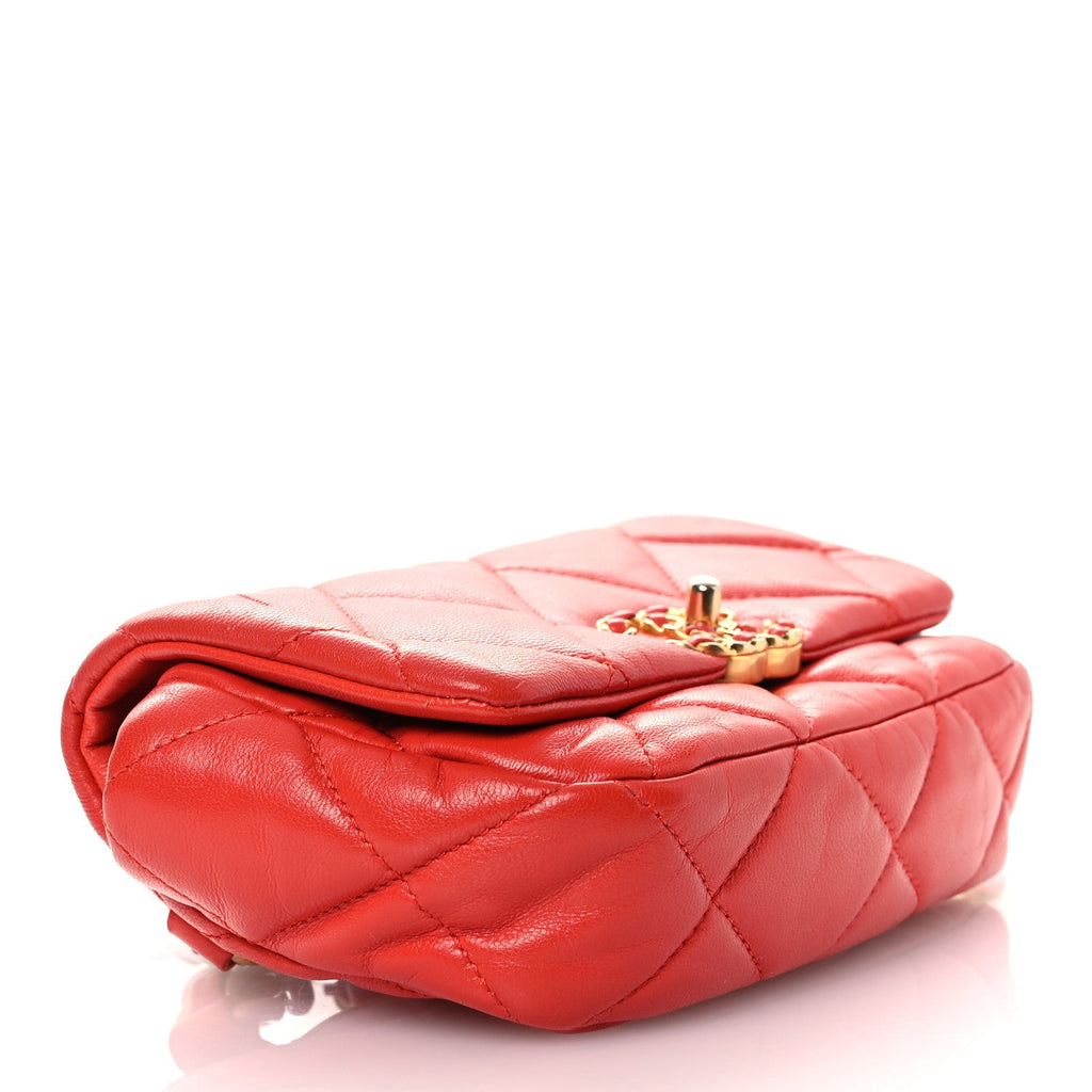 Chanel Lambskin Quilted Chanel 19 Waist Bag Red