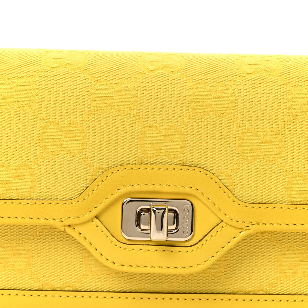 Gucci GG Monogram Scratch Lux Calfskin Mini Luce Shoulder Bag Yellow