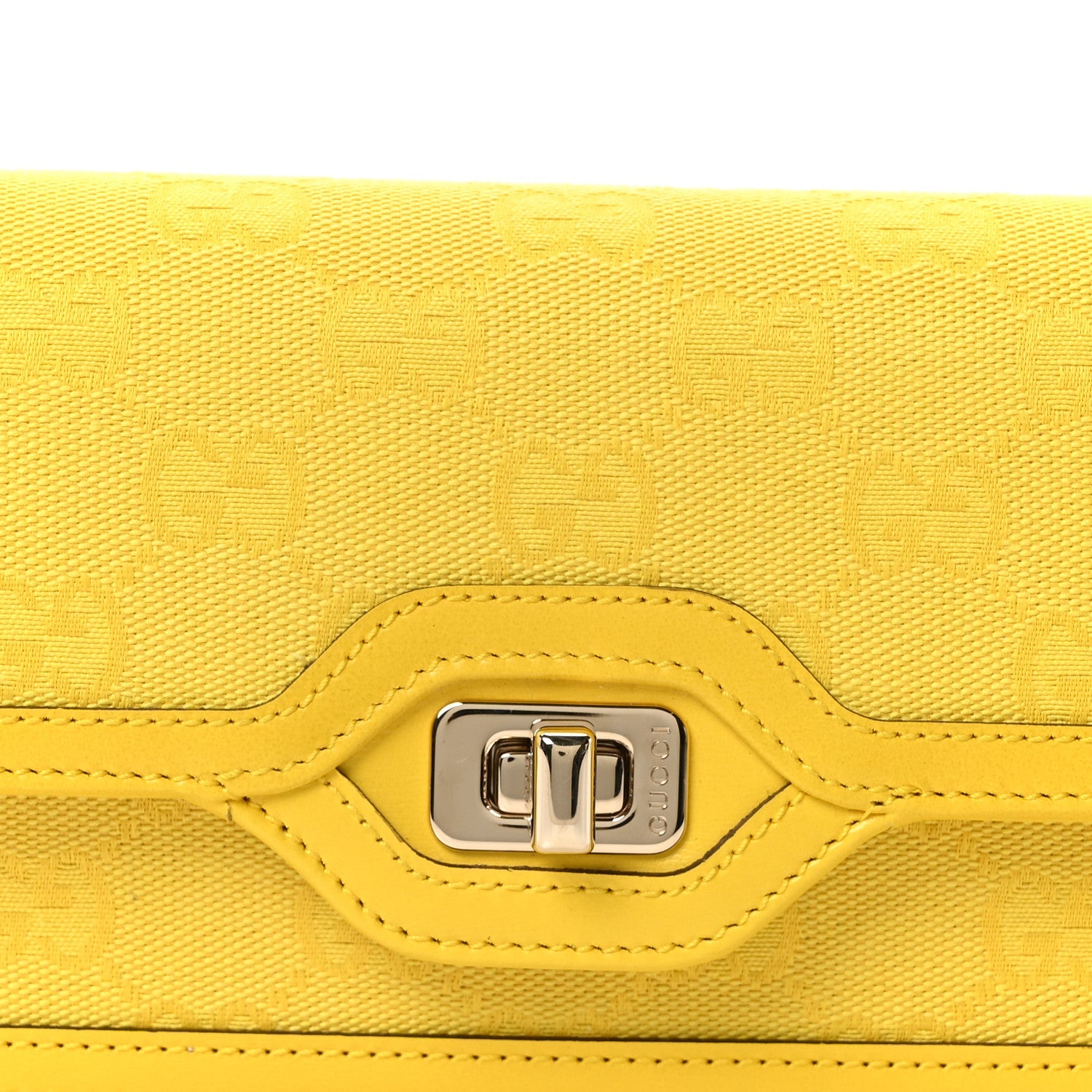 Gucci GG Monogram Scratch Lux Calfskin Mini Luce Shoulder Bag Yellow