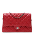 Chanel Iridescent Caviar Quilted Clutch With Chain Flap Red