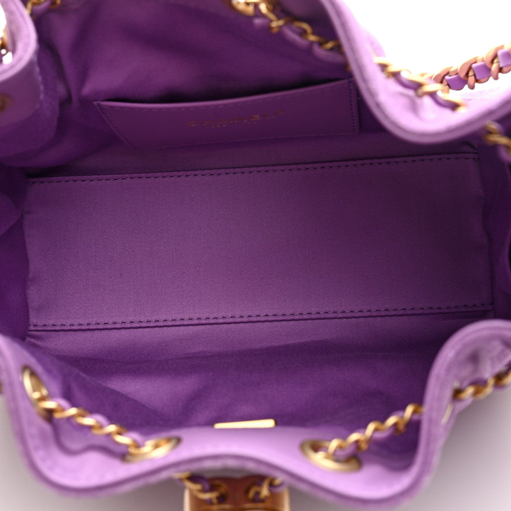Chanel Suede Quilted Mini Chanel 25 Handbag Purple