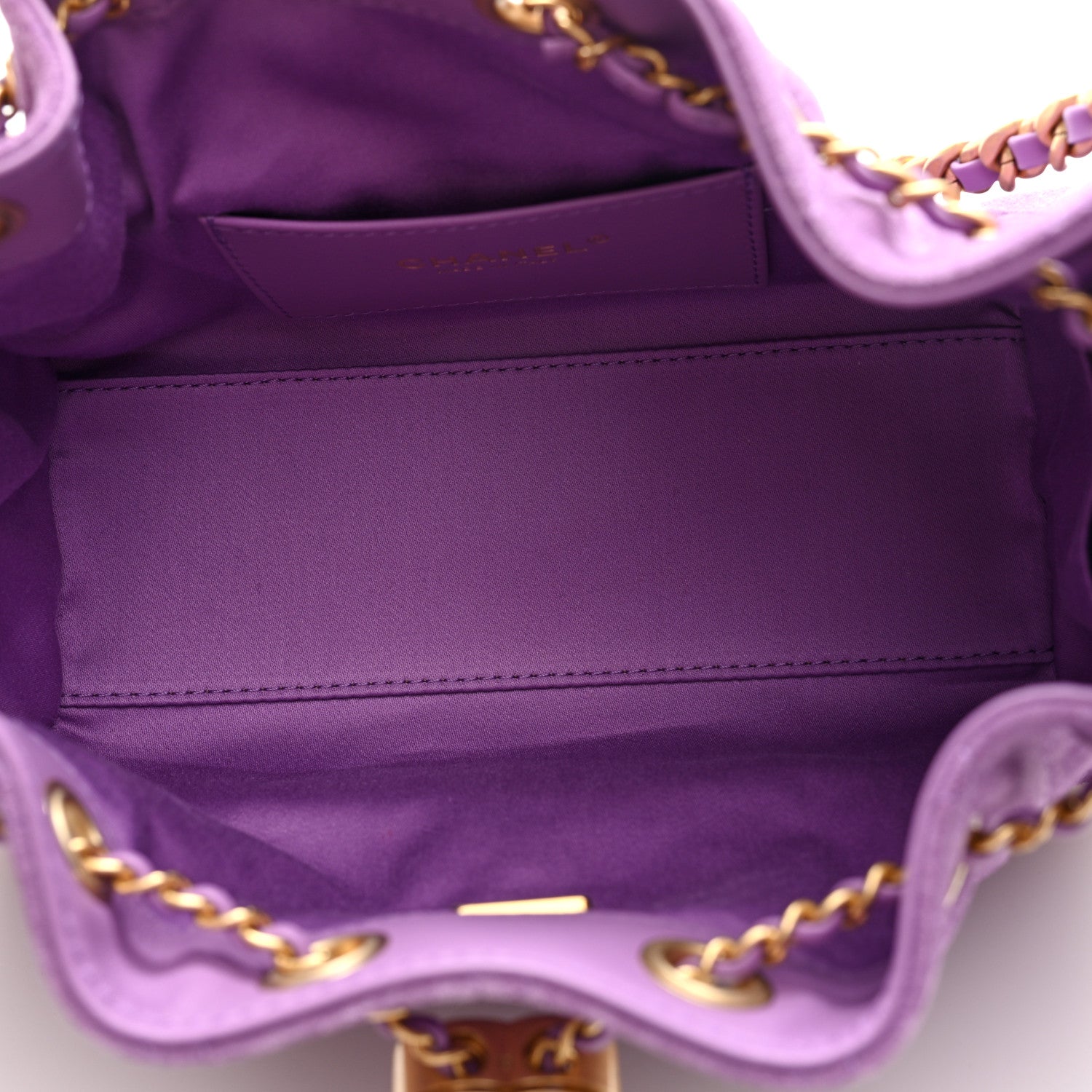 Chanel Suede Quilted Mini Chanel 25 Handbag Purple