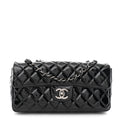 Chanel Crinkled Patent Quilted East West Flap Black