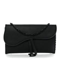 Christian Dior Ultra Matte Calfskin Saddle Chain Wallet Pouch Black