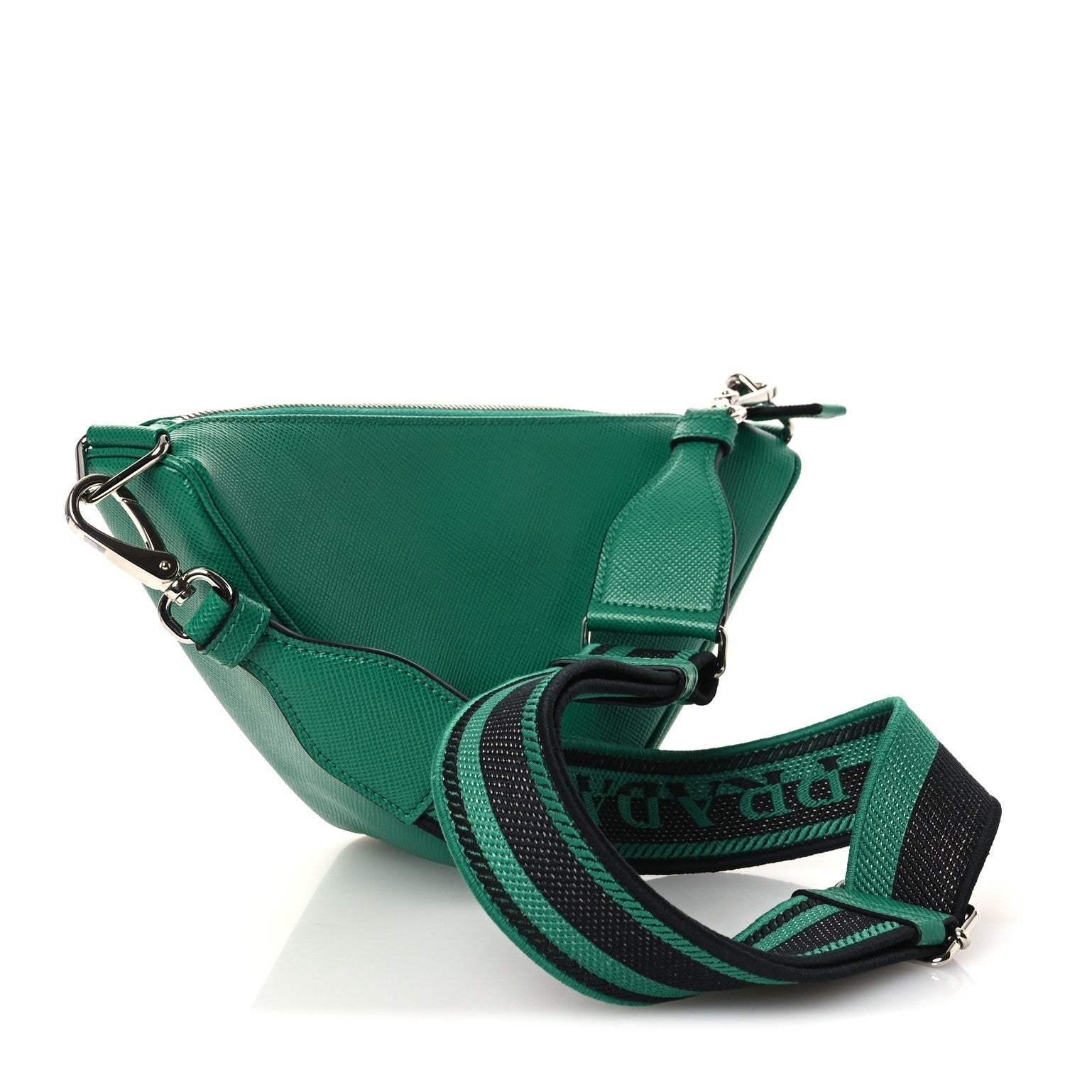 Prada Saffiano Cuir Triangle Logo Embossed Triangle Shoulder Bag Mango