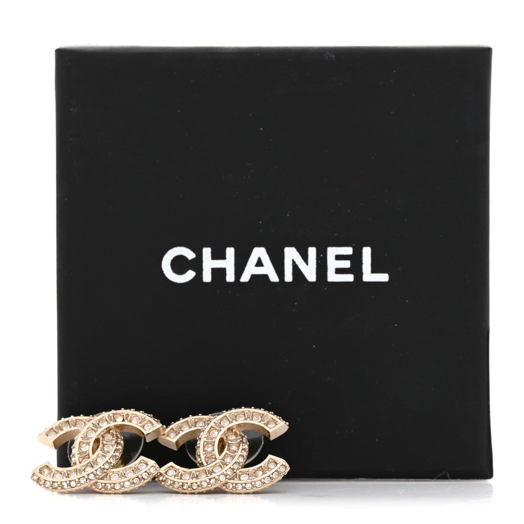 Crystal Timeless CC Earrings Light Gold