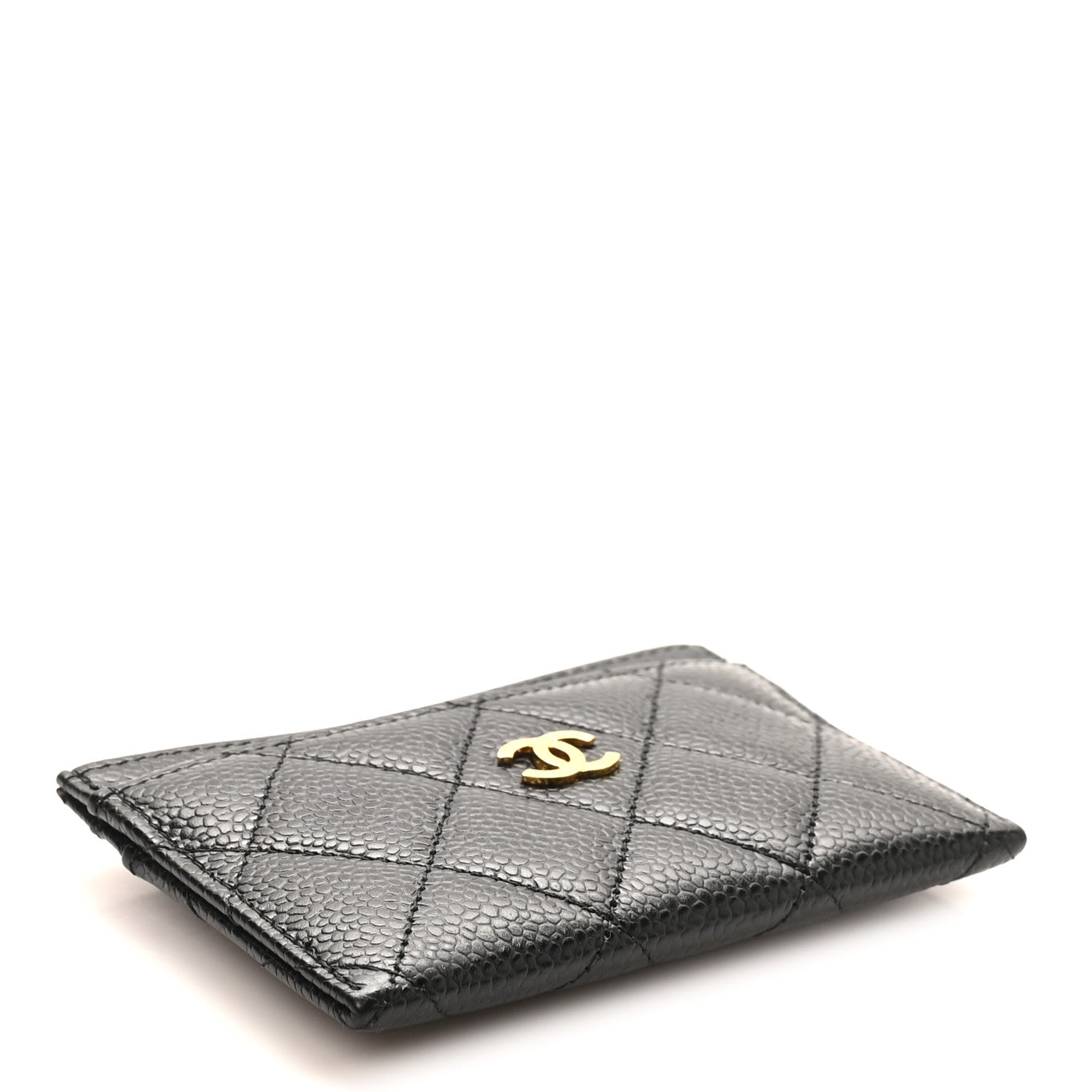 Caviar Quilted Card Holder Black