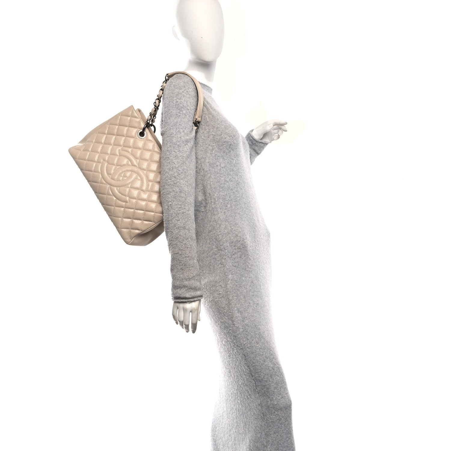 Chanel Caviar Quilted Grand Shopping Tote GST Beige