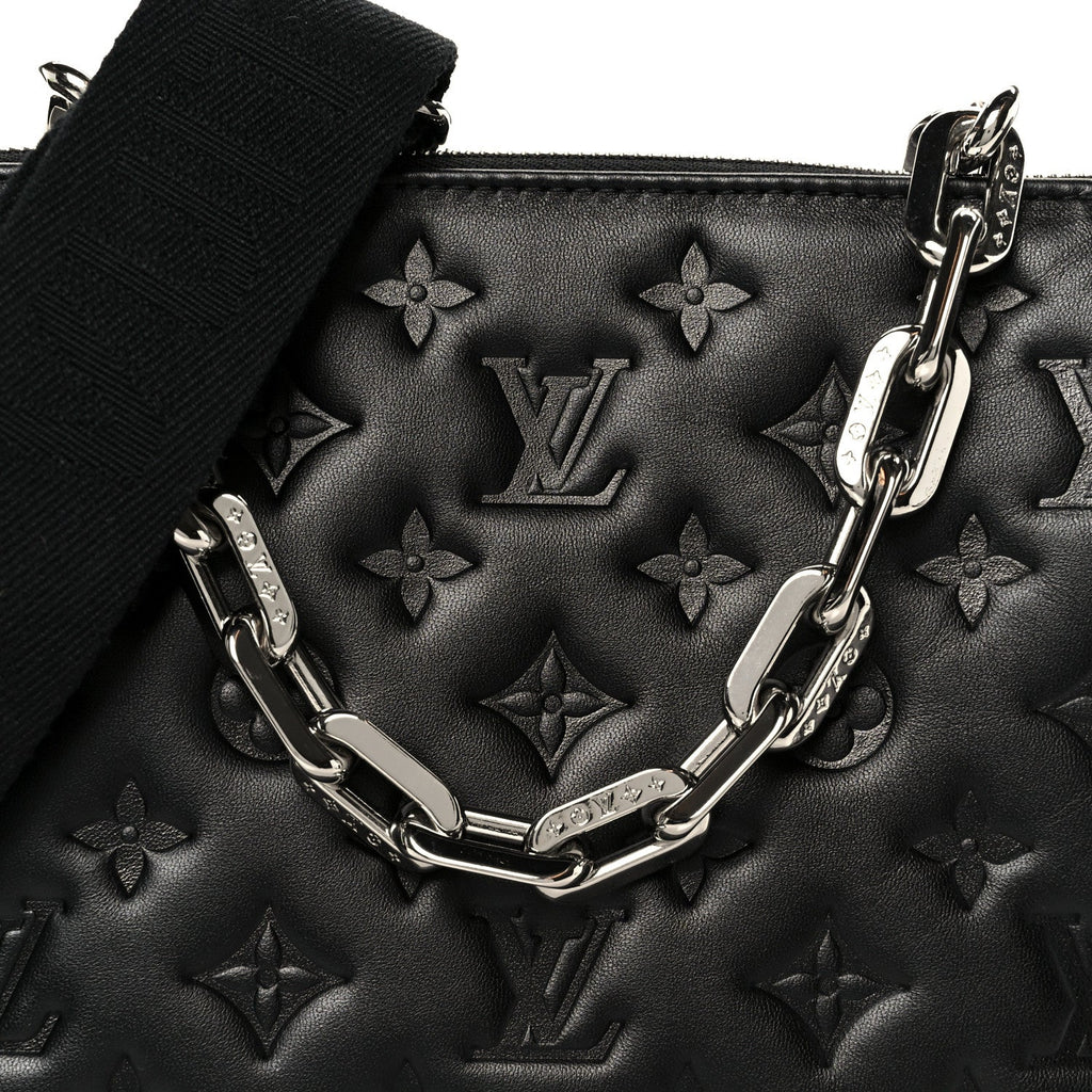 Louis Vuitton Lambskin Embossed Monogram Coussin PM Black