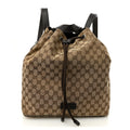 Gucci Monogram Dollar Calfskin O Drawstring Backpack Beige Ebony Testa di Moro Dark Chocolate
