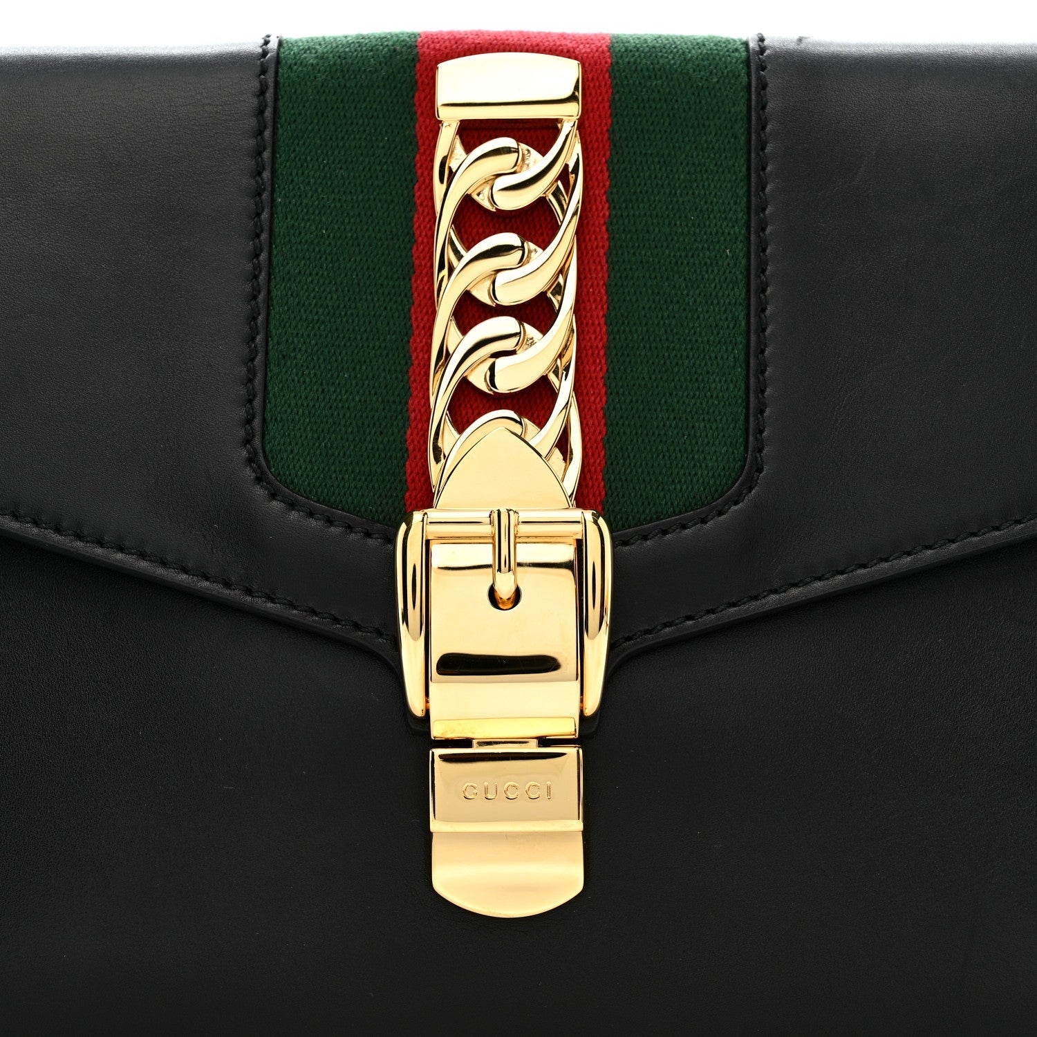 Gucci Calfskin Small Sylvie Wristlet Clutch Black