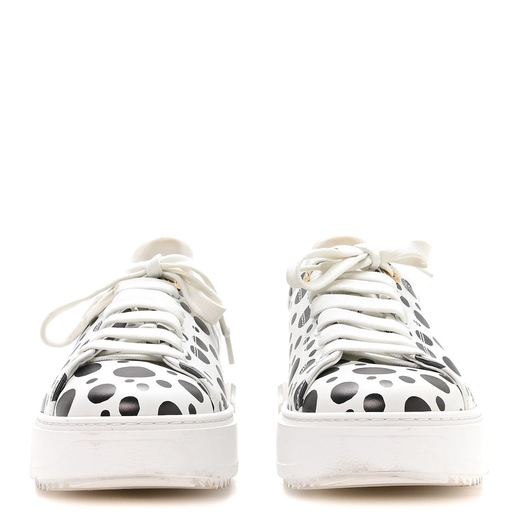 Louis Vuitton LV X YK Calfskin Printed Infinity Dots Time Out Sneakers 38.5 White