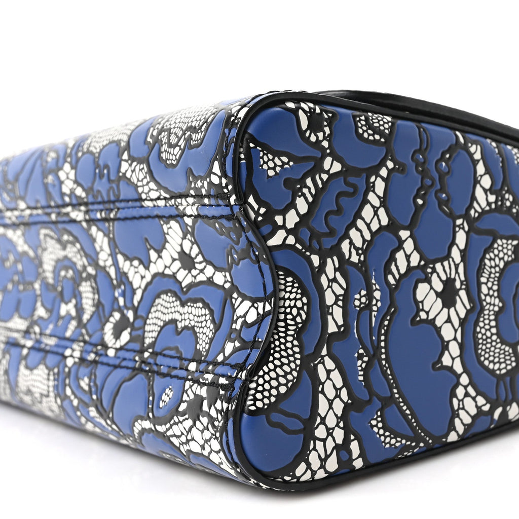Louis Vuitton Calfskin Lace Flower Inlay Twist Shoulder Bag MM Navy Black