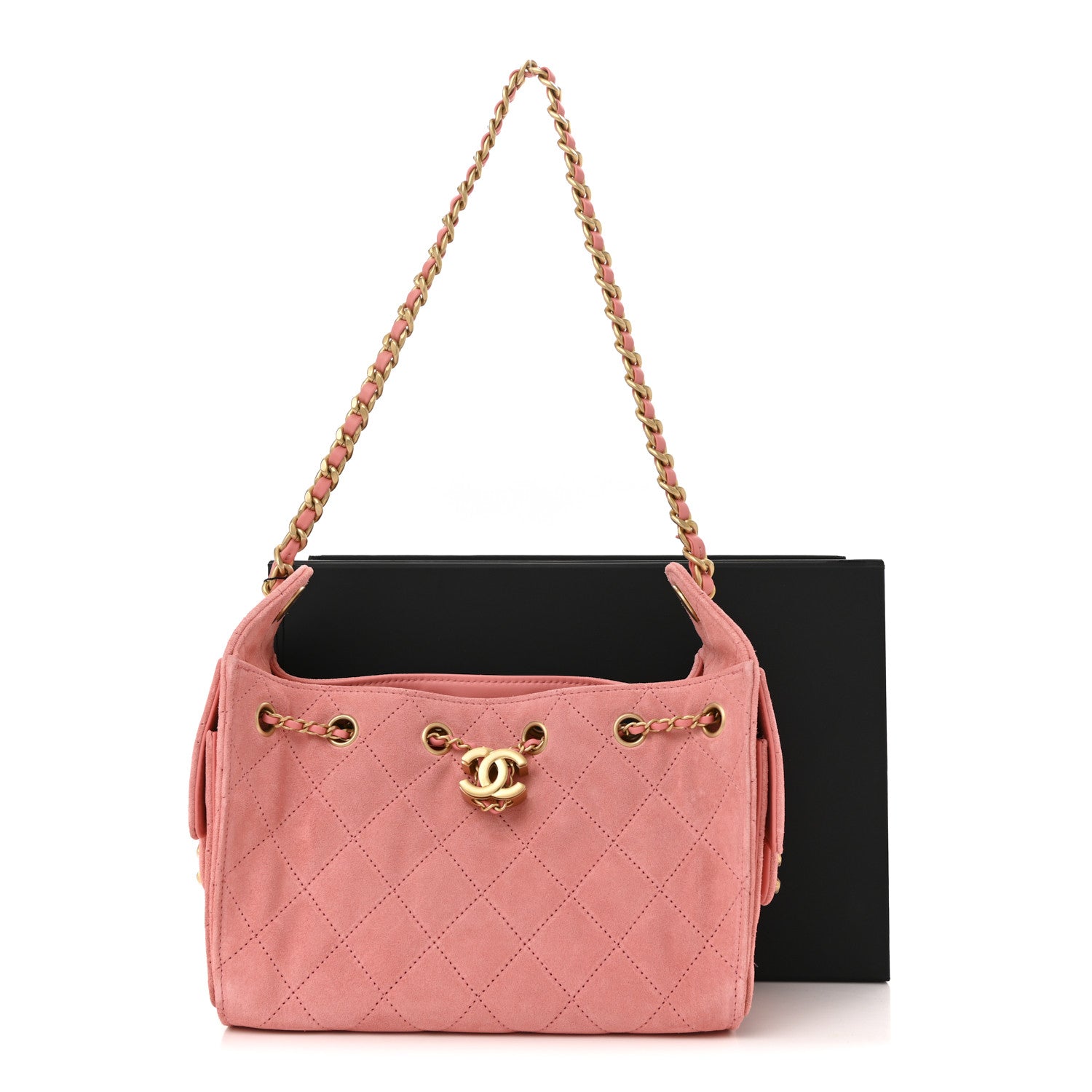 Chanel Suede Quilted Mini Chanel 25 Handbag Pink