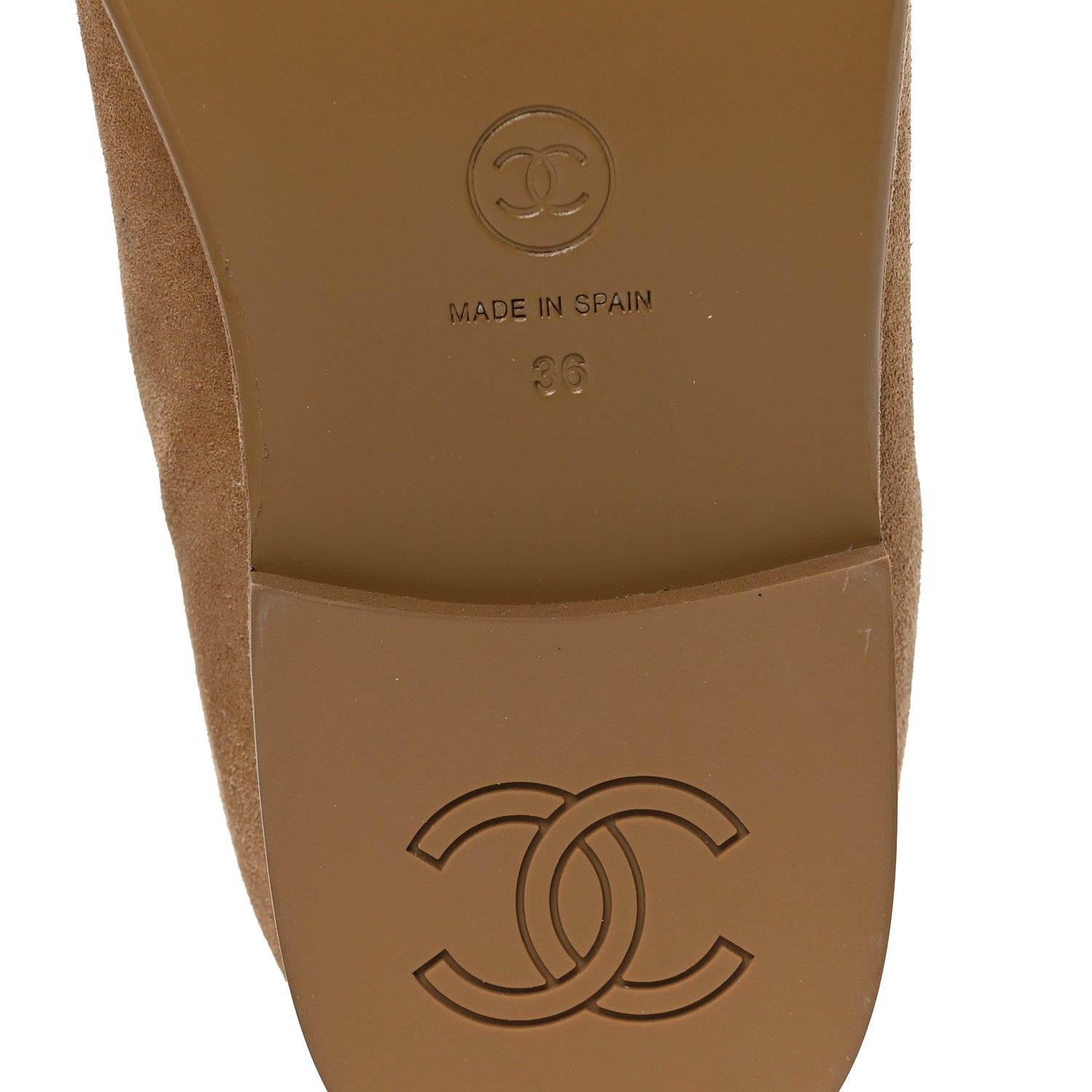 Chanel Suede Calfskin CC Loafers 36 Dark Beige