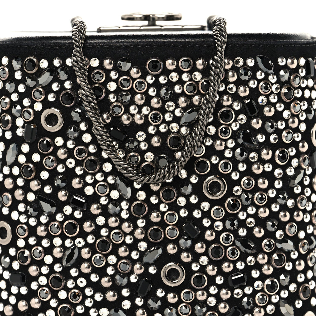 Chanel Crystal Calfskin Minaudiere Clutch Black