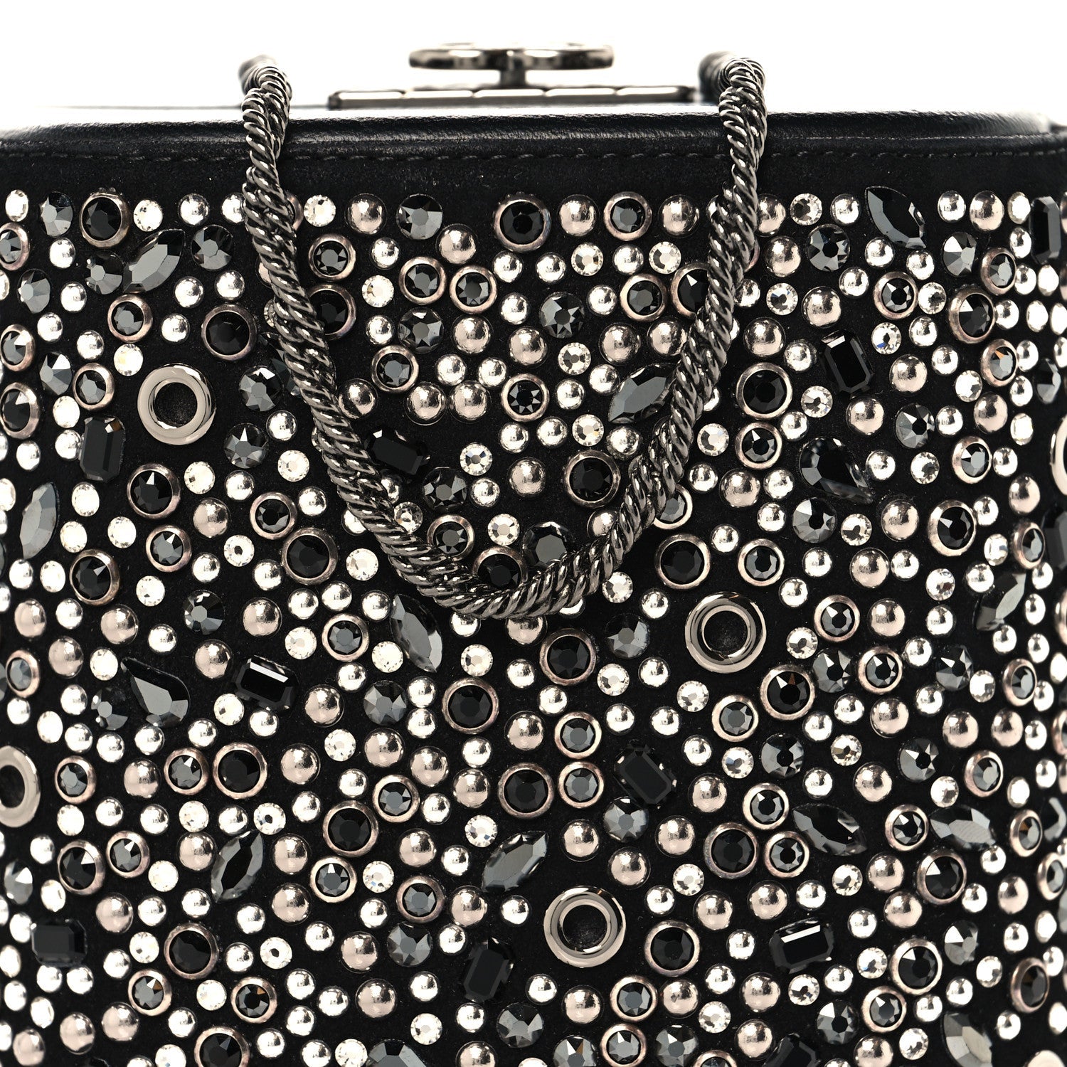 Chanel Crystal Calfskin Minaudiere Clutch Black