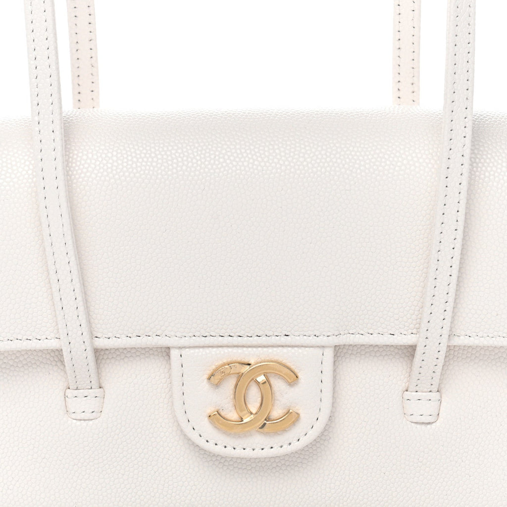 Chanel Shiny Caviar Mini Preppy Coco Shoulder Bag White