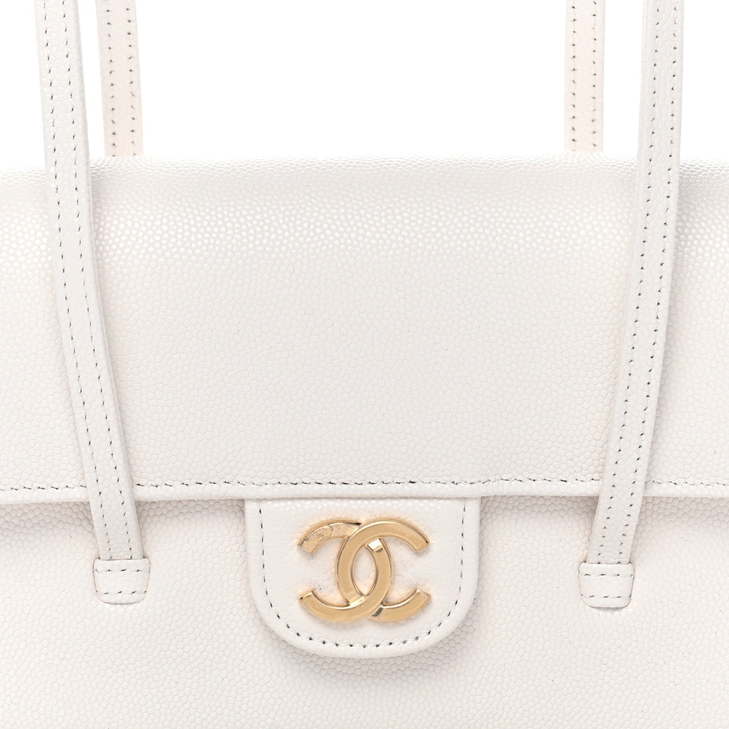 Chanel Shiny Caviar Mini Preppy Coco Shoulder Bag White