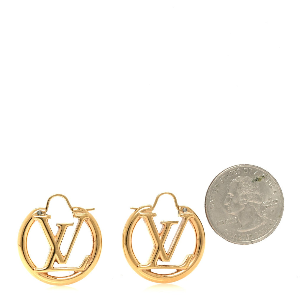 Louis Vuitton Metal Small Louise Hoop Earrings Gold