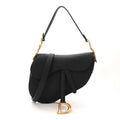 Christian Dior Grained Calfskin Saddle Bag With Strap Black