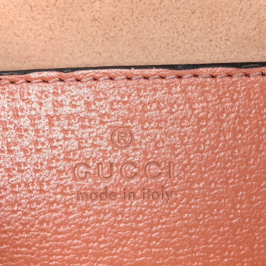 Gucci Monogram Textured Dollar Calfskin Small Ophidia Dome Shoulder Bag Cloche Rose Pink