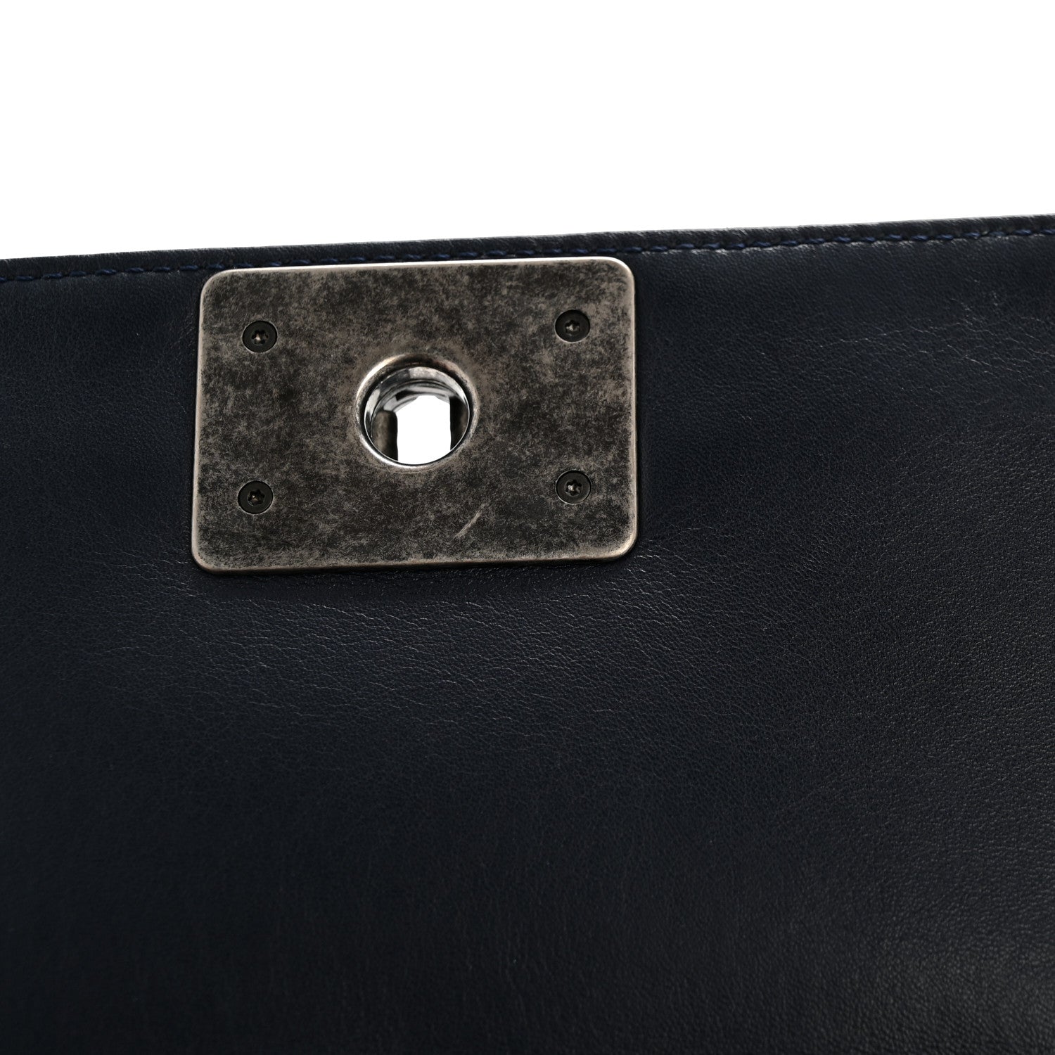 Chanel Faded Calfskin Quilted Small Studded Boy Flap Navy