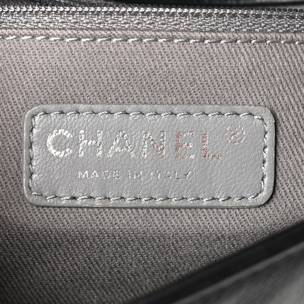 Chanel Calfskin Crystal Embossed Medium Boy Flap Black