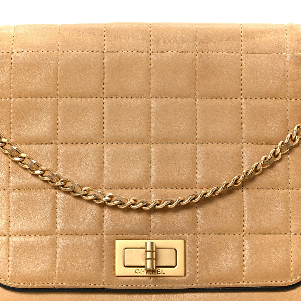Chanel Lambskin Chocolate Bar Accordion Reissue Flap Beige