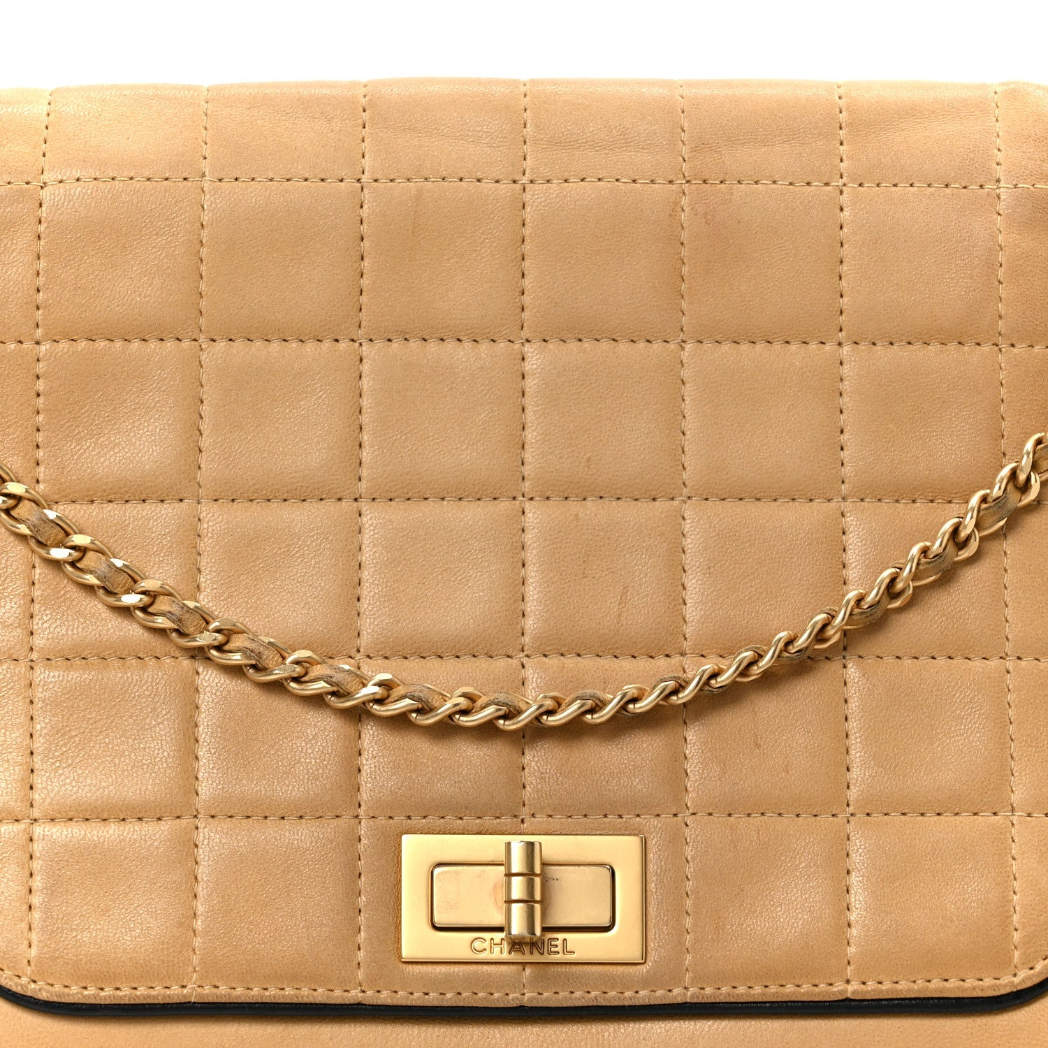 Chanel Lambskin Chocolate Bar Accordion Reissue Flap Beige