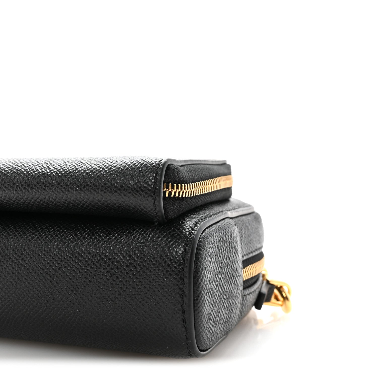 Christian Dior Grained Calfskin Caro Double Pouch Black