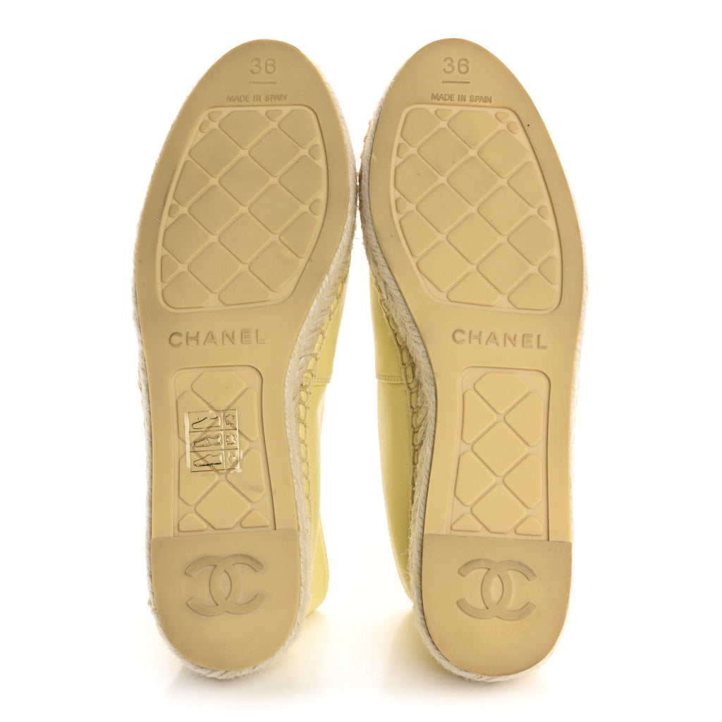 Lambskin CC Espadrilles 36 Yellow