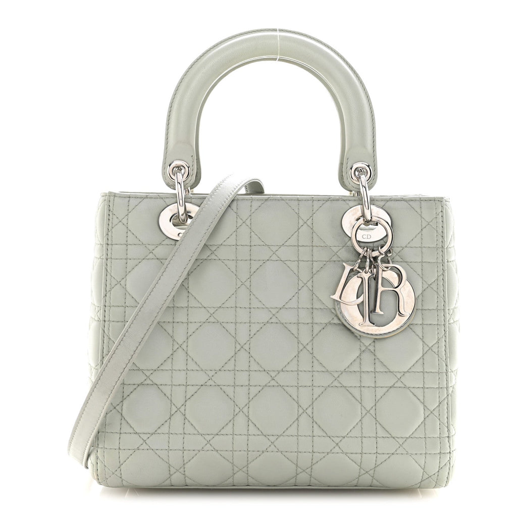Christian Dior Lambskin Cannage Medium Lady Dior Green