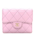 Caviar Quilted Compact Flap Wallet Light Pink